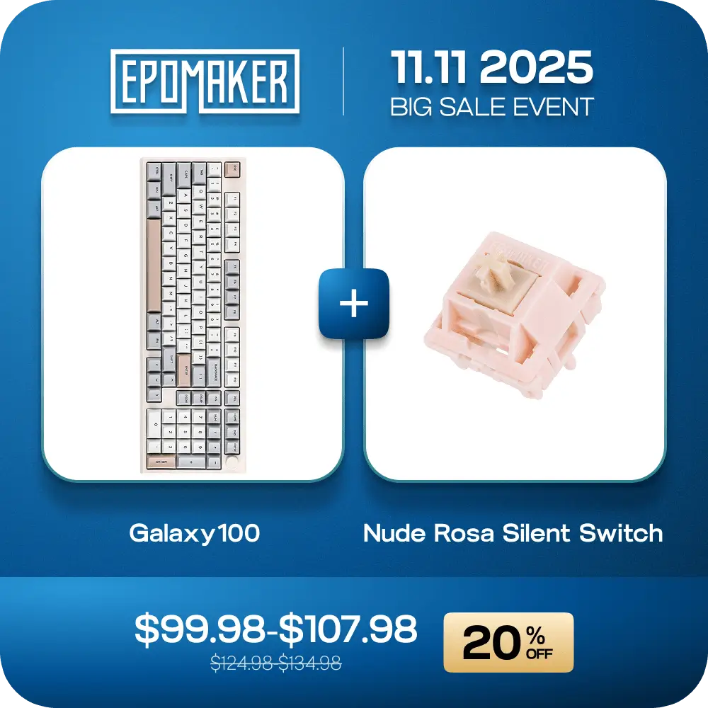 Epomaker Galaxy100 QMA/VIA + Nude Rosa Silent Switch Set Bundle