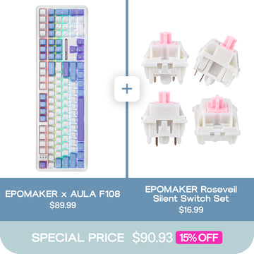 EPOMAKER X AULA F108(LEOBOG Greywood V3 Switch) + EPOMAKER Roseveil Silent Switch Set Bundle
