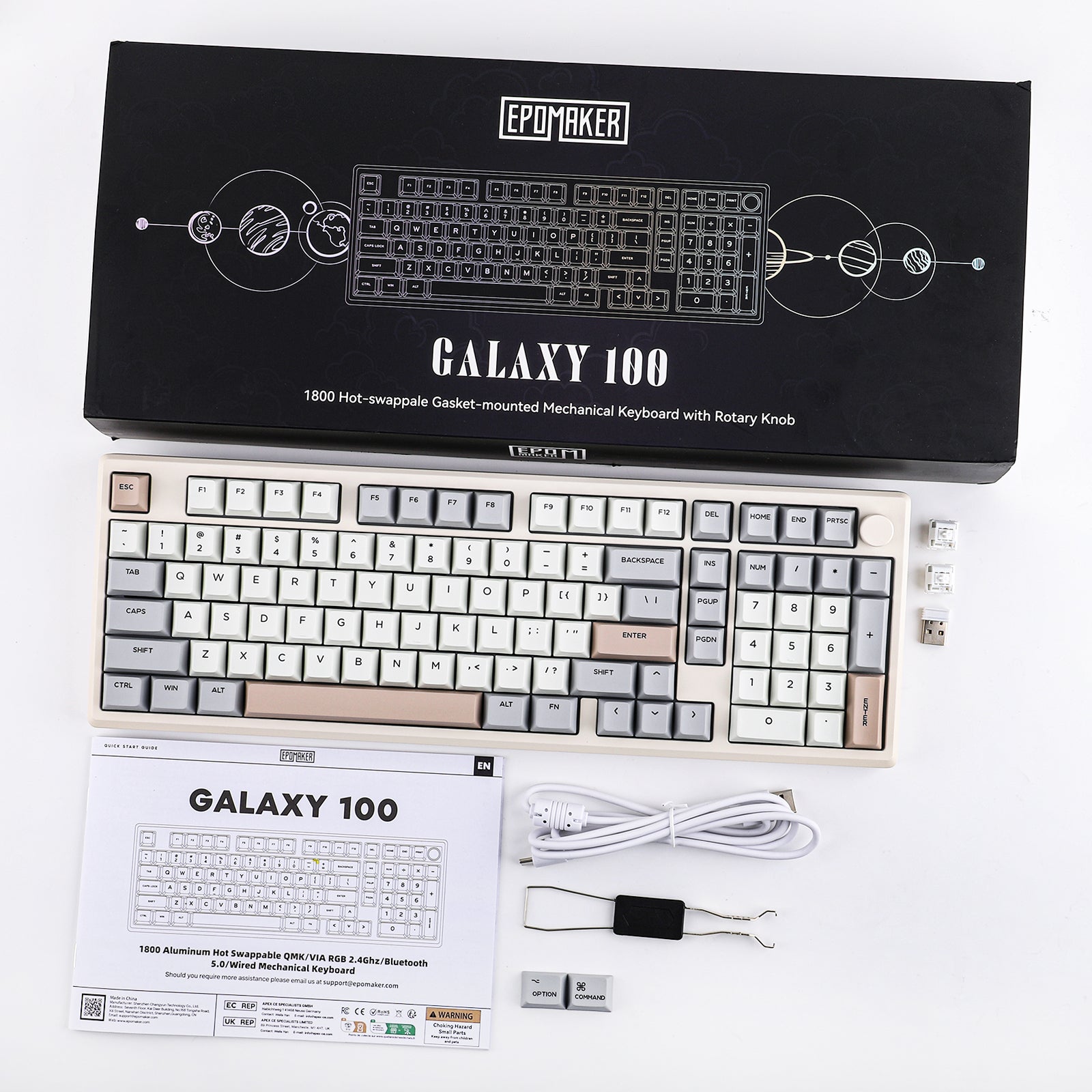 Epomaker Galaxy100 QMA/VIA + Nude Rosa Silent Switch Set Bundle