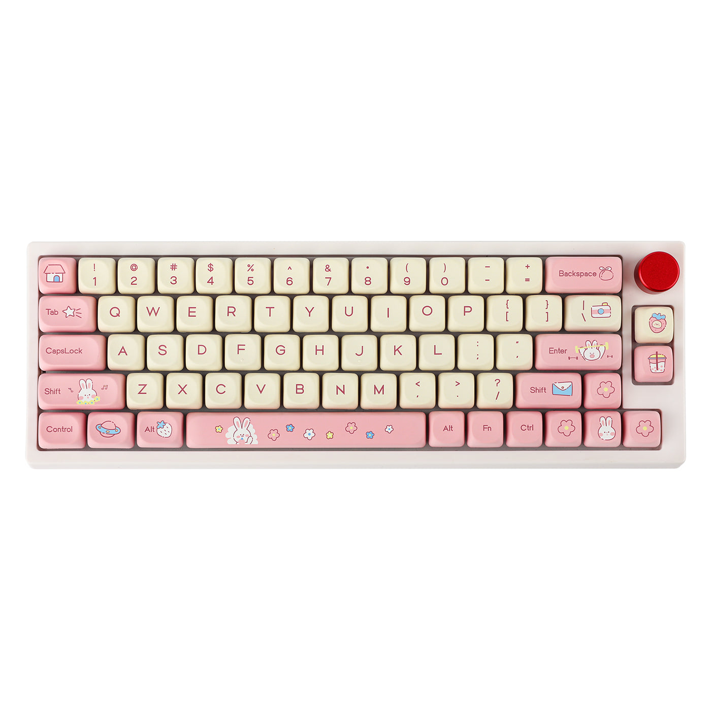 EPOMAKER Cream Bunny Keycaps Set — angled product view
