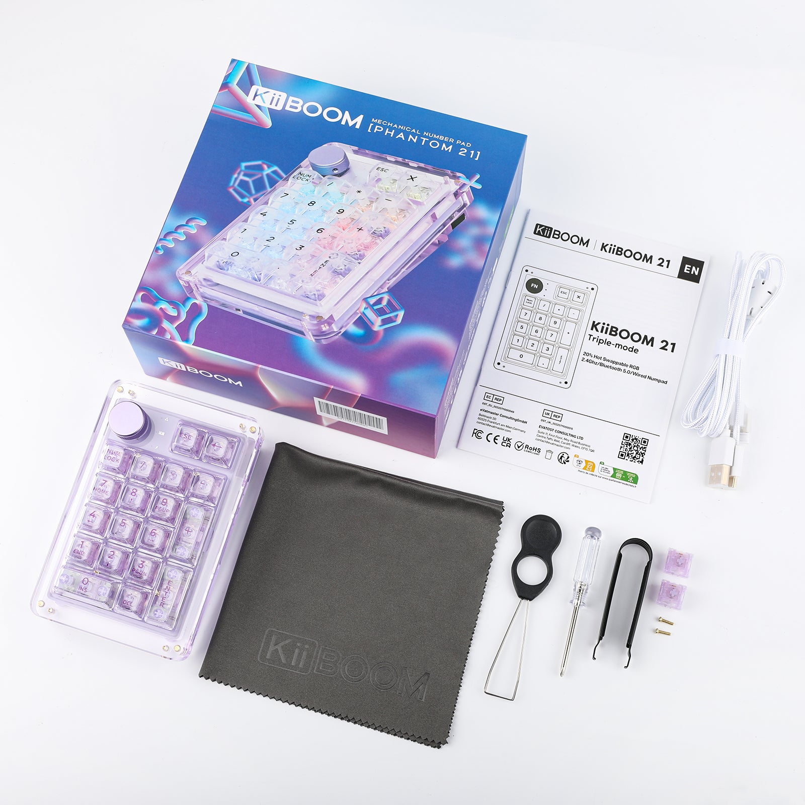 KiiBOOM Phantom 21 メカニカルテンキー Amazon.com: KiiBoom Phantom 21 Hot Swappable Crystal Acrylic