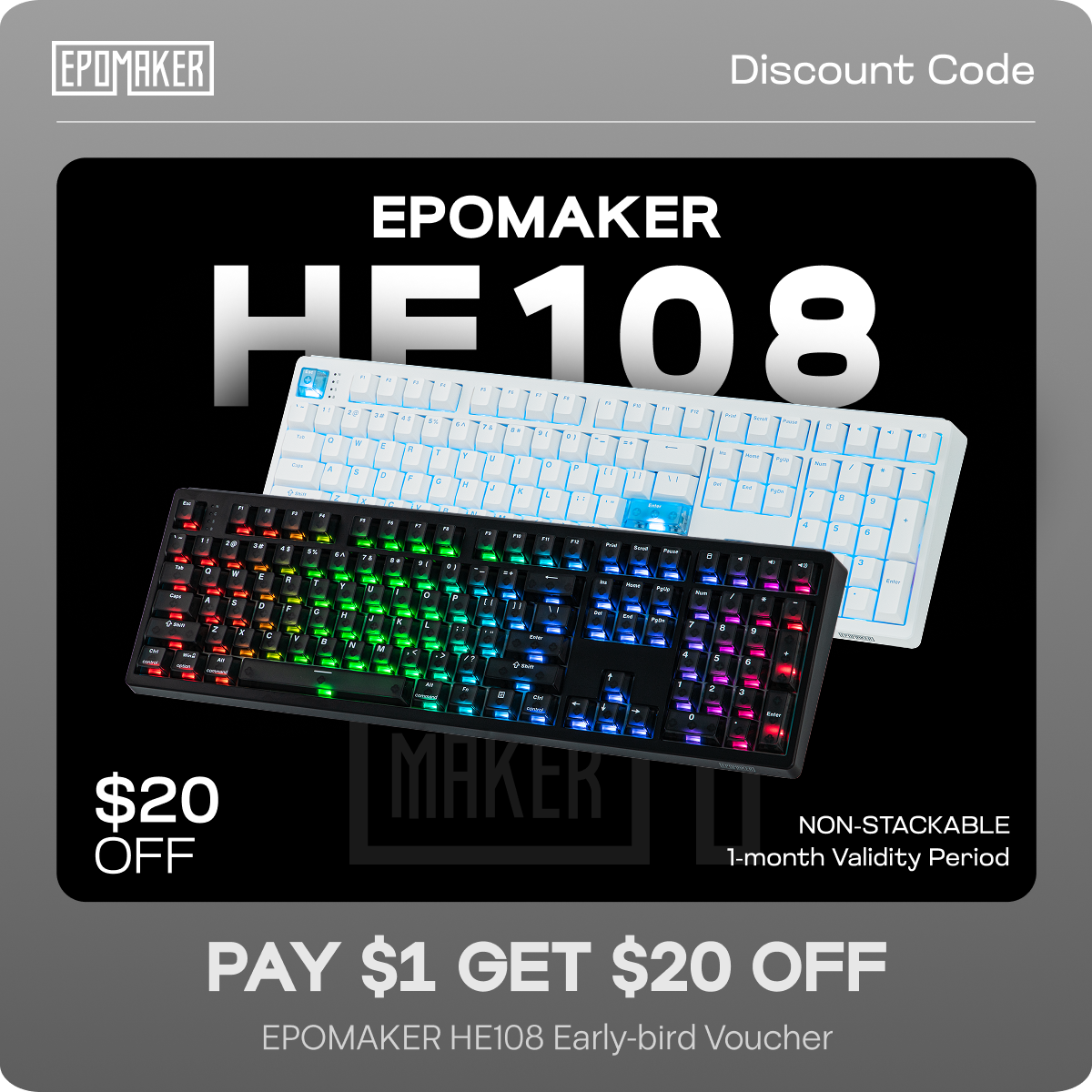 $1 Reservation Card for EPOMAKER HE108