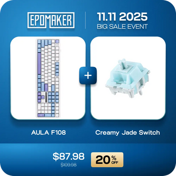 EPOMAKER x AULA F108(LEOBOG Greywood V3 Switch) + EPOMAKER Creamy Jade Switch Set