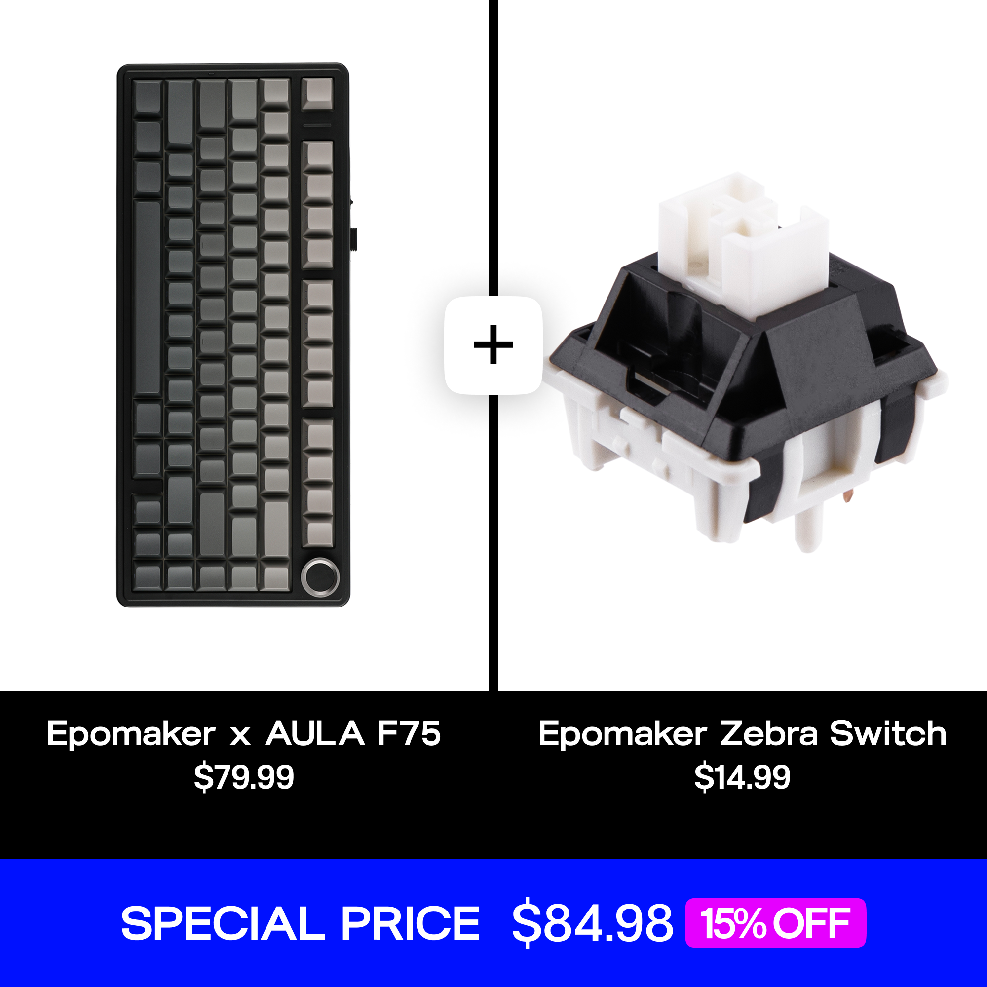 EPOMAKER X AULA F75 (LEOBOG Reaper Switch) + Epomaker Zebra Switch Set Bundle