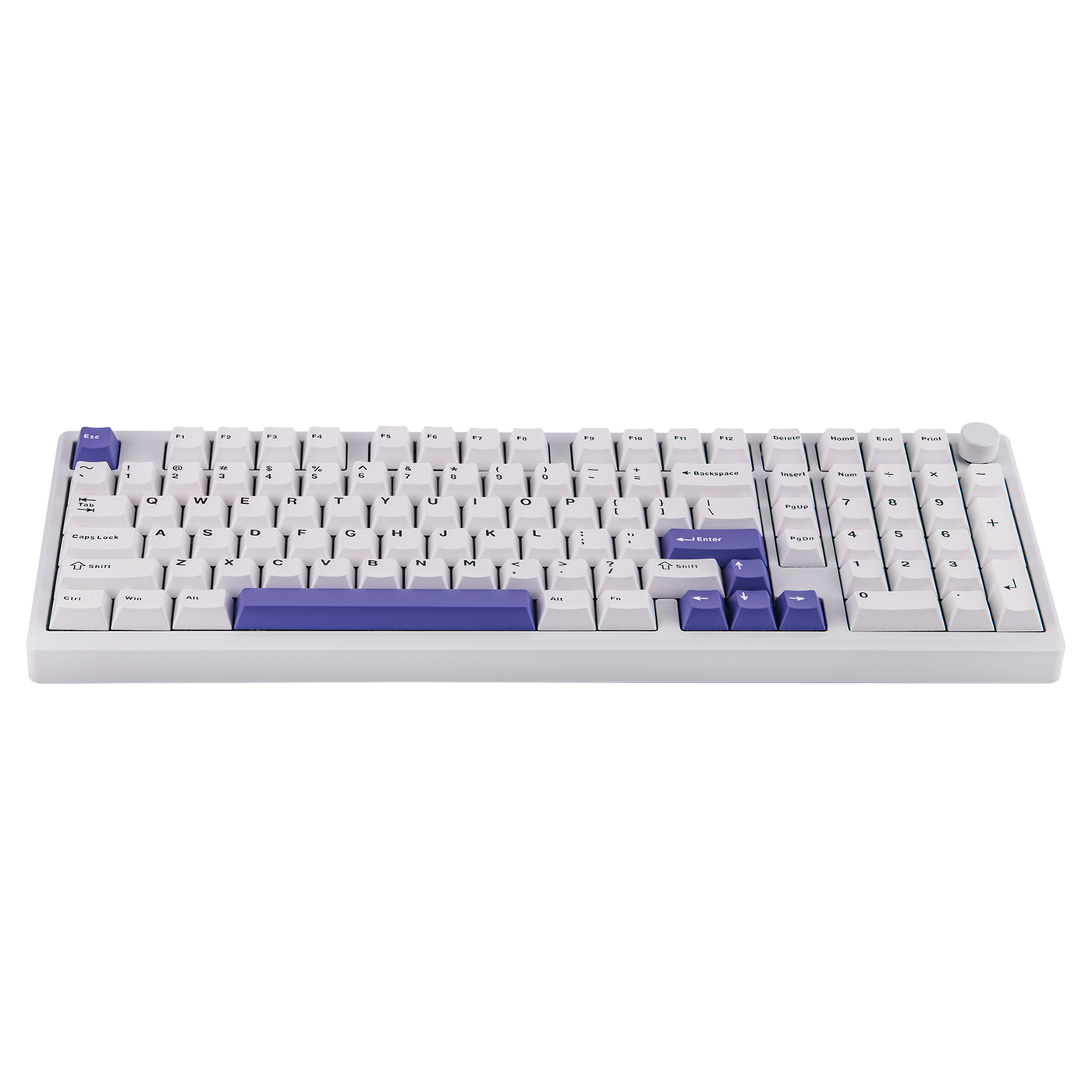 EPOMAKER Galaxy100 QMK/VIA White Purple side profile from rear