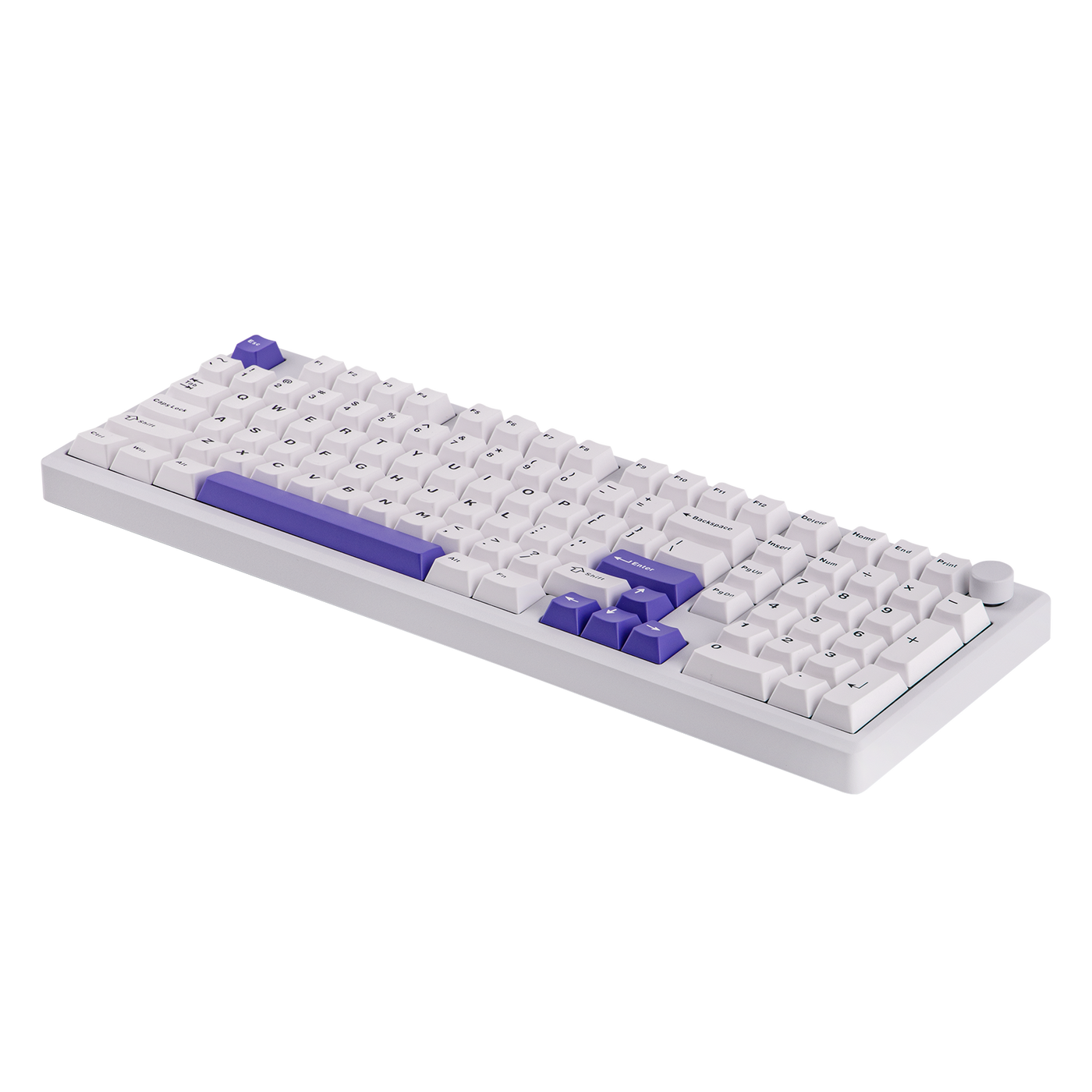 EPOMAKER Galaxy100 QMK/VIA White Purple side profile alternate angle