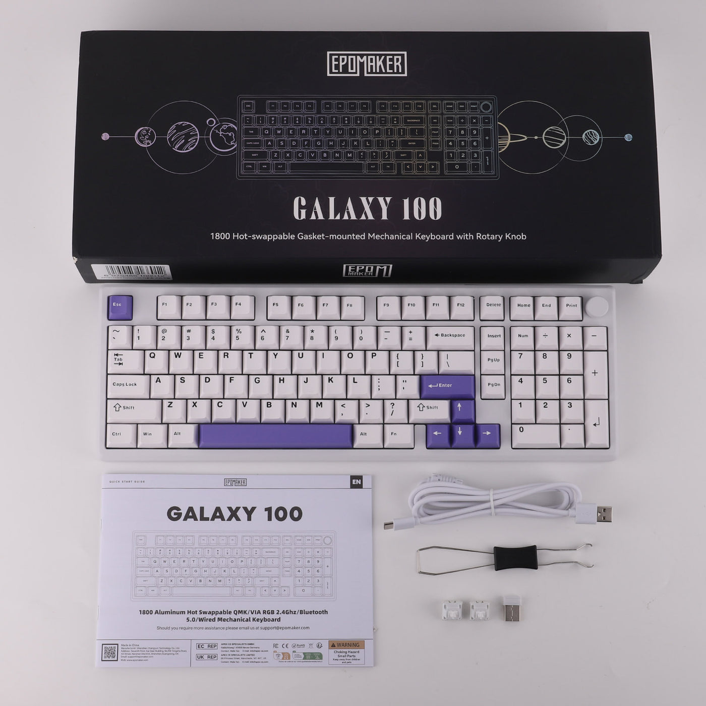 EPOMAKER Galaxy100 QMK/VIA Beige 96% aluminum keyboard alternate top-down view
