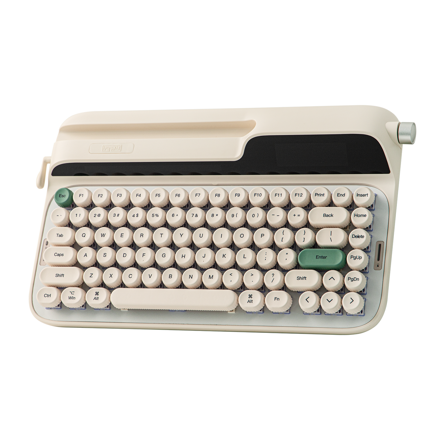 EPOMAKER Glyph Cream retro typewriter mechanical keyboard, top-down view with RGB off