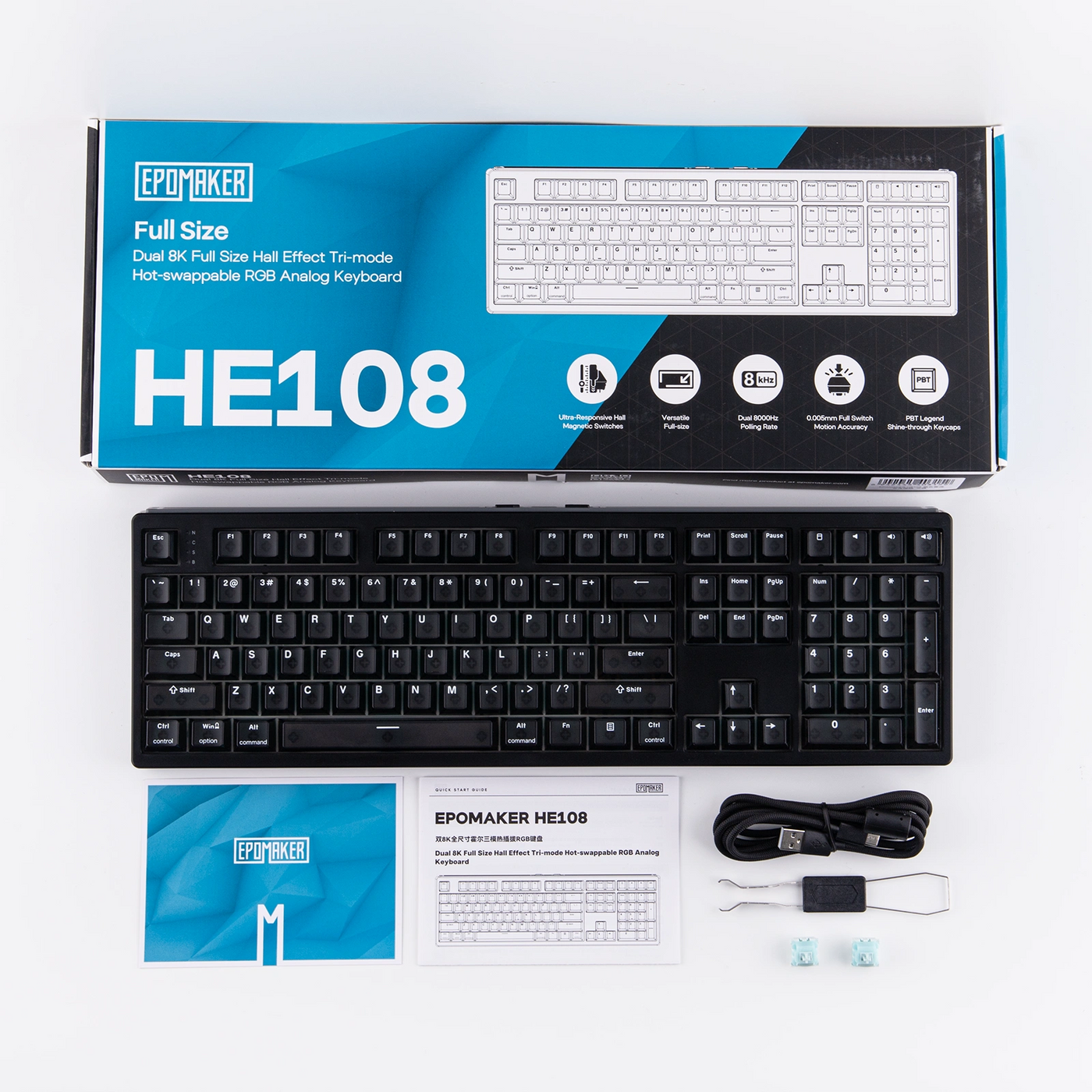 EPOMAKER HE108 — packaging and accessories