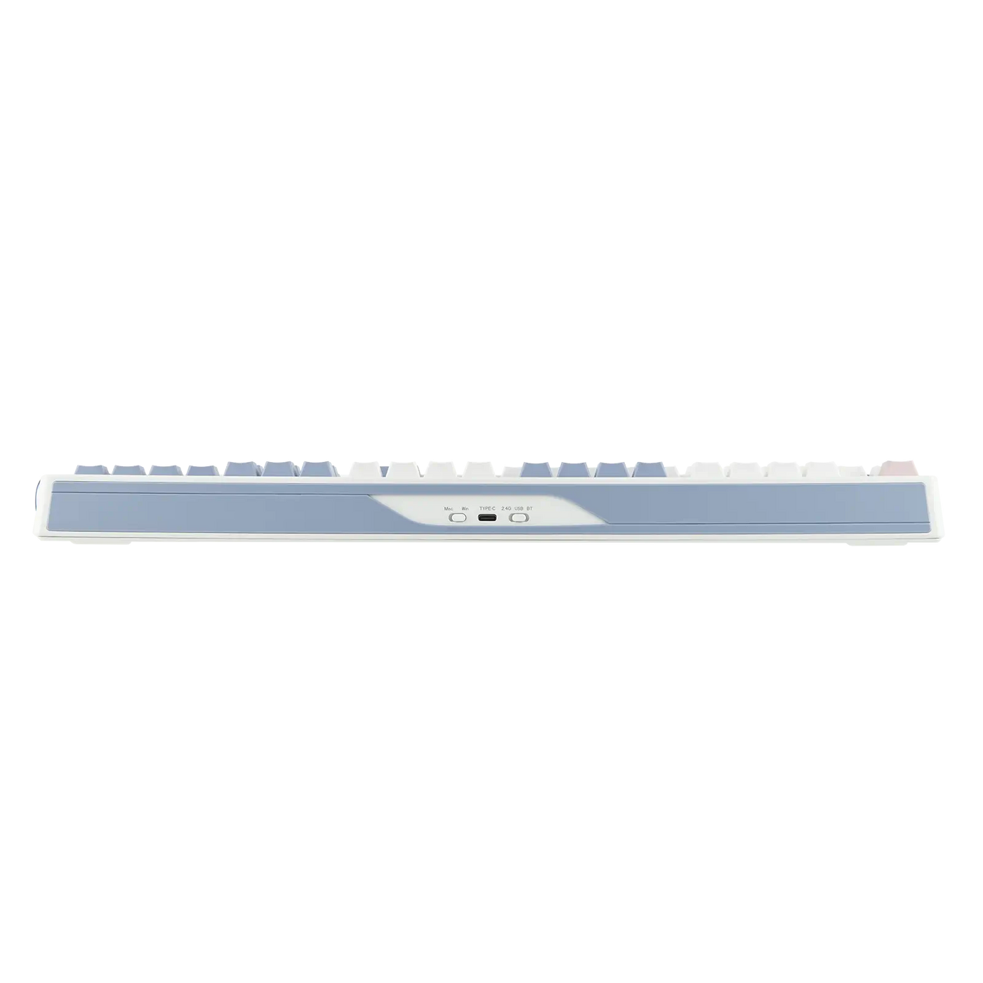 EPOMAKER TH108 PRO White Blue rear view with USB-C port and connection switches