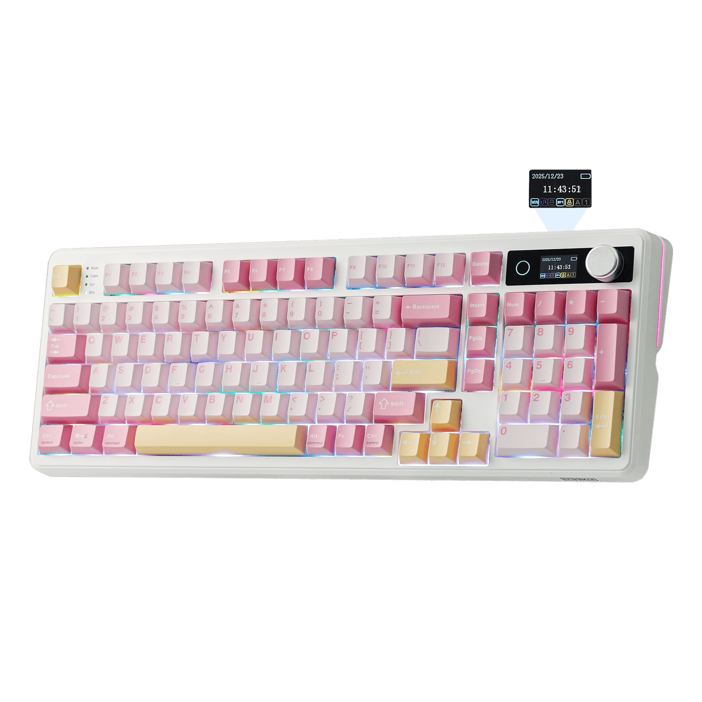 EPOMAKER TH99 PRO Pink with RGB and TFT display callout