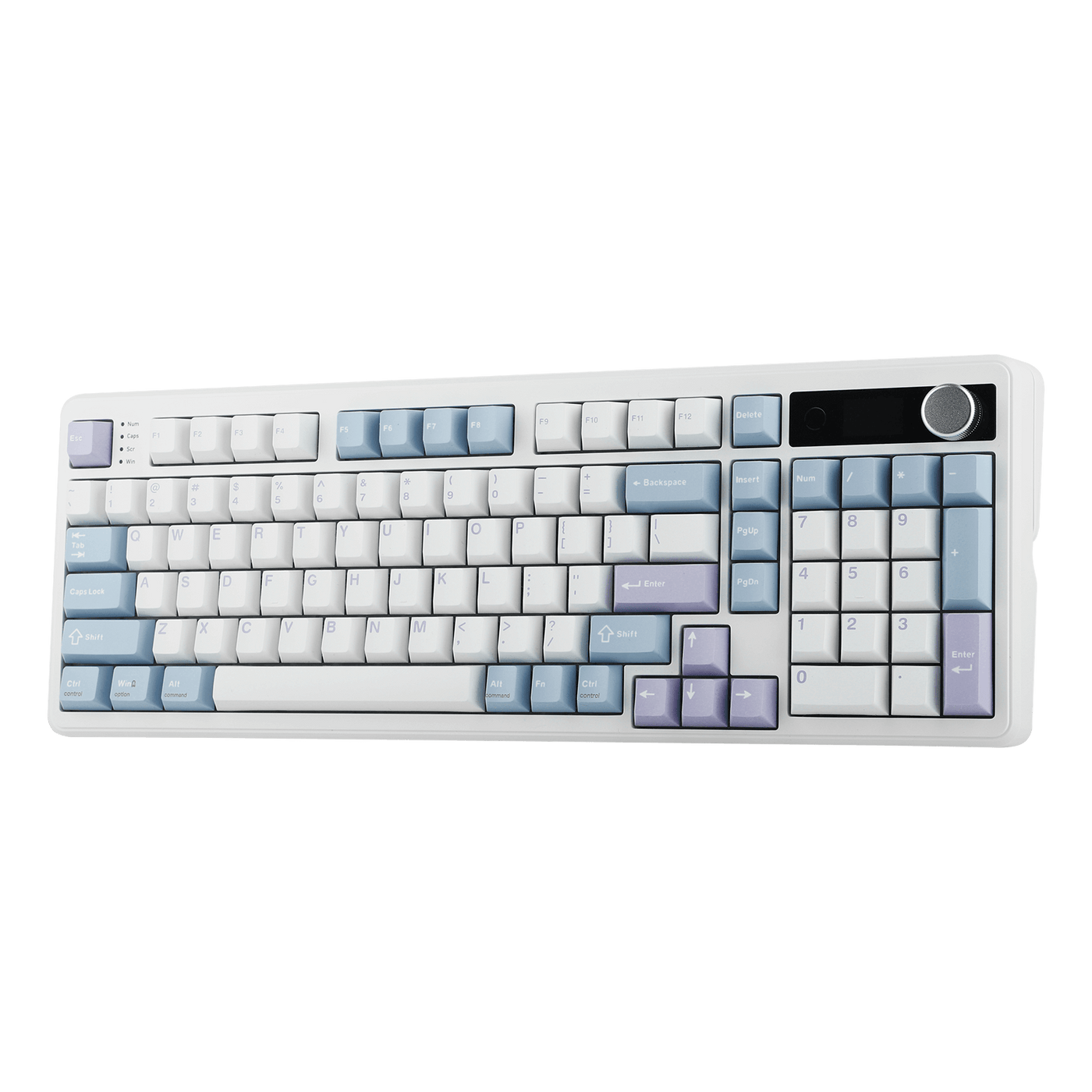 EPOMAKER TH99 PRO White Blue clean angled view, no RGB lighting