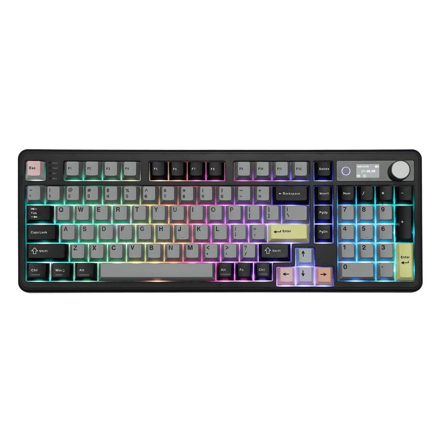 EPOMAKER TH99 PRO Black Grey with RGB lighting and TFT smart display, top-down view