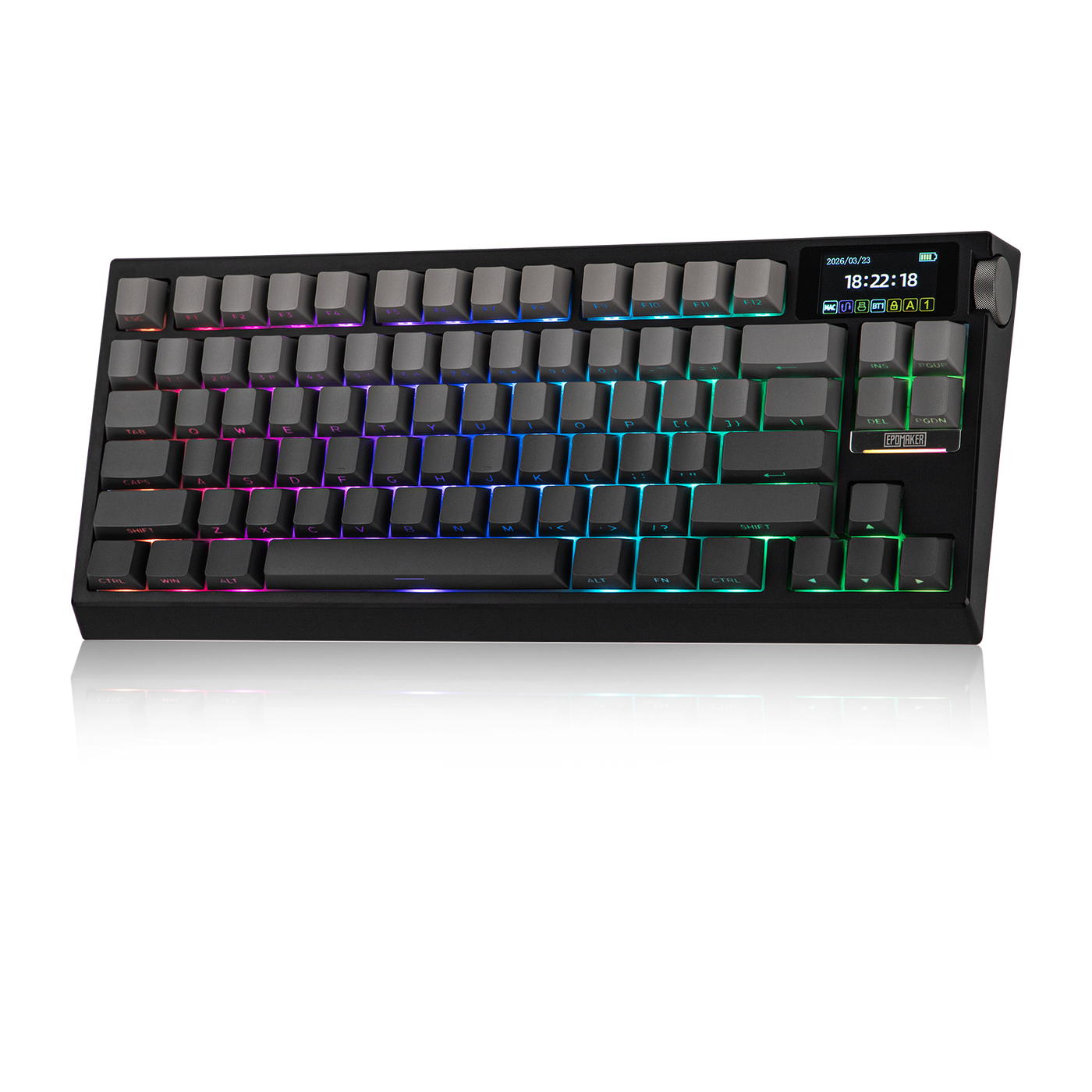 EPOMAKER G84 PRO black angled front view with RGB backlight