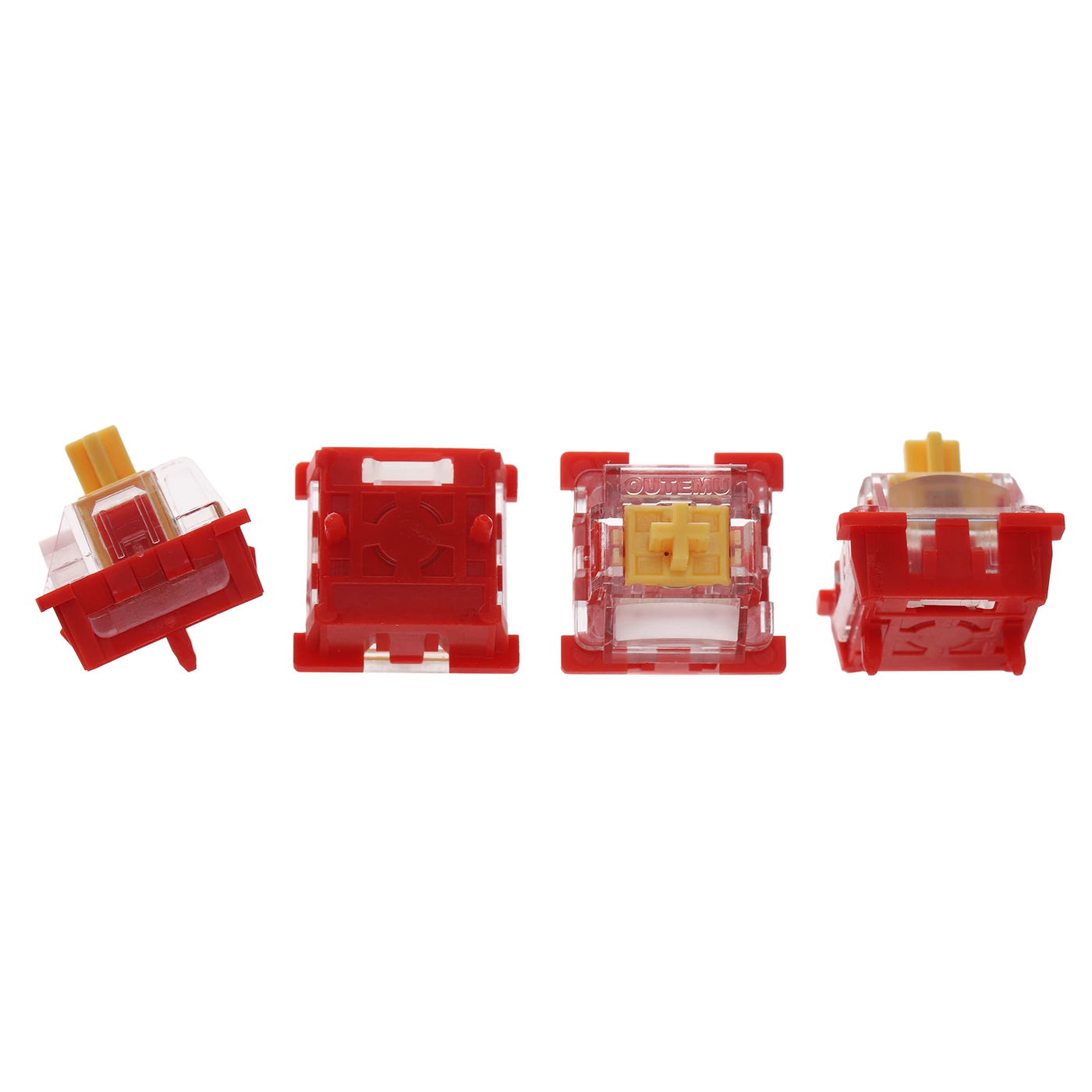 EPOMAKER G84 HE Hall Effect magnetic switch close-up with red housing and yellow stem