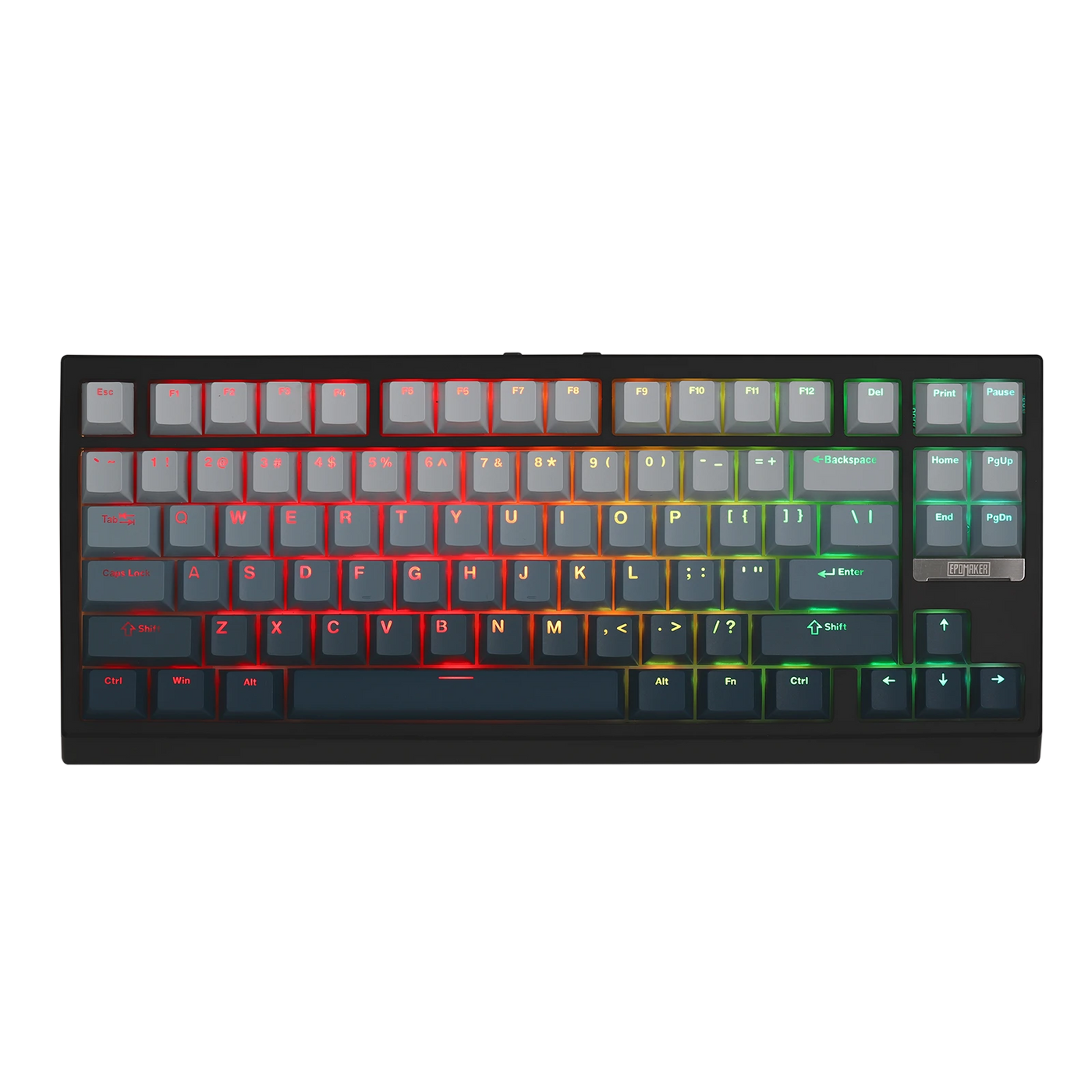 EPOMAKER G84 HE Black 80% Hall Effect keyboard with rainbow RGB lighting, top-down view
