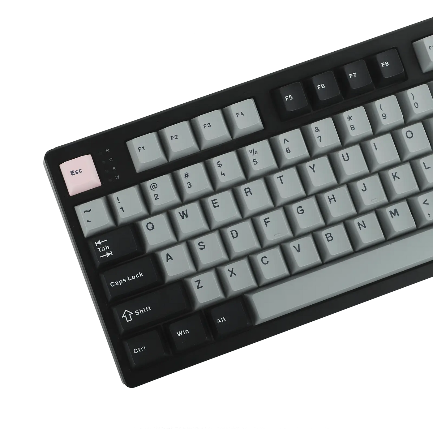 EPOMAKER TH108 PRO Black Grey close-up of left side keys, Esc and WASD area