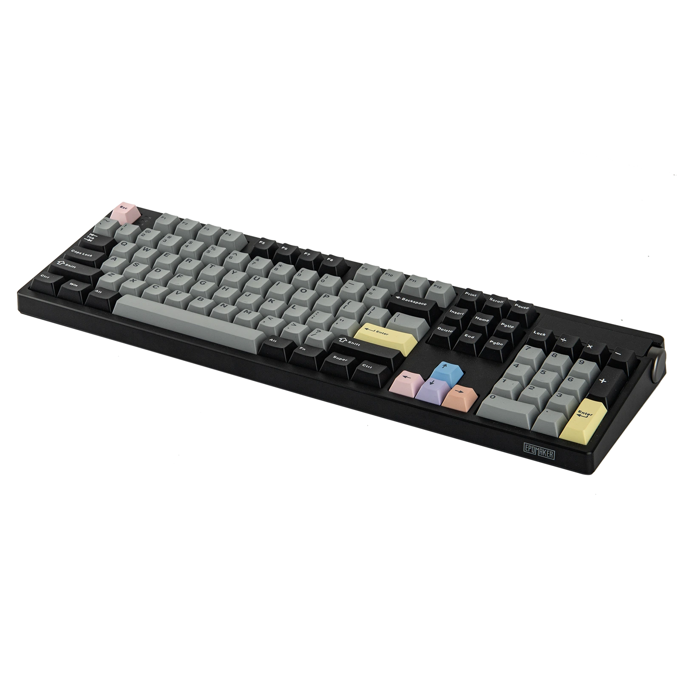 EPOMAKER TH108 PRO Black Grey 100% keyboard angled view, RGB off