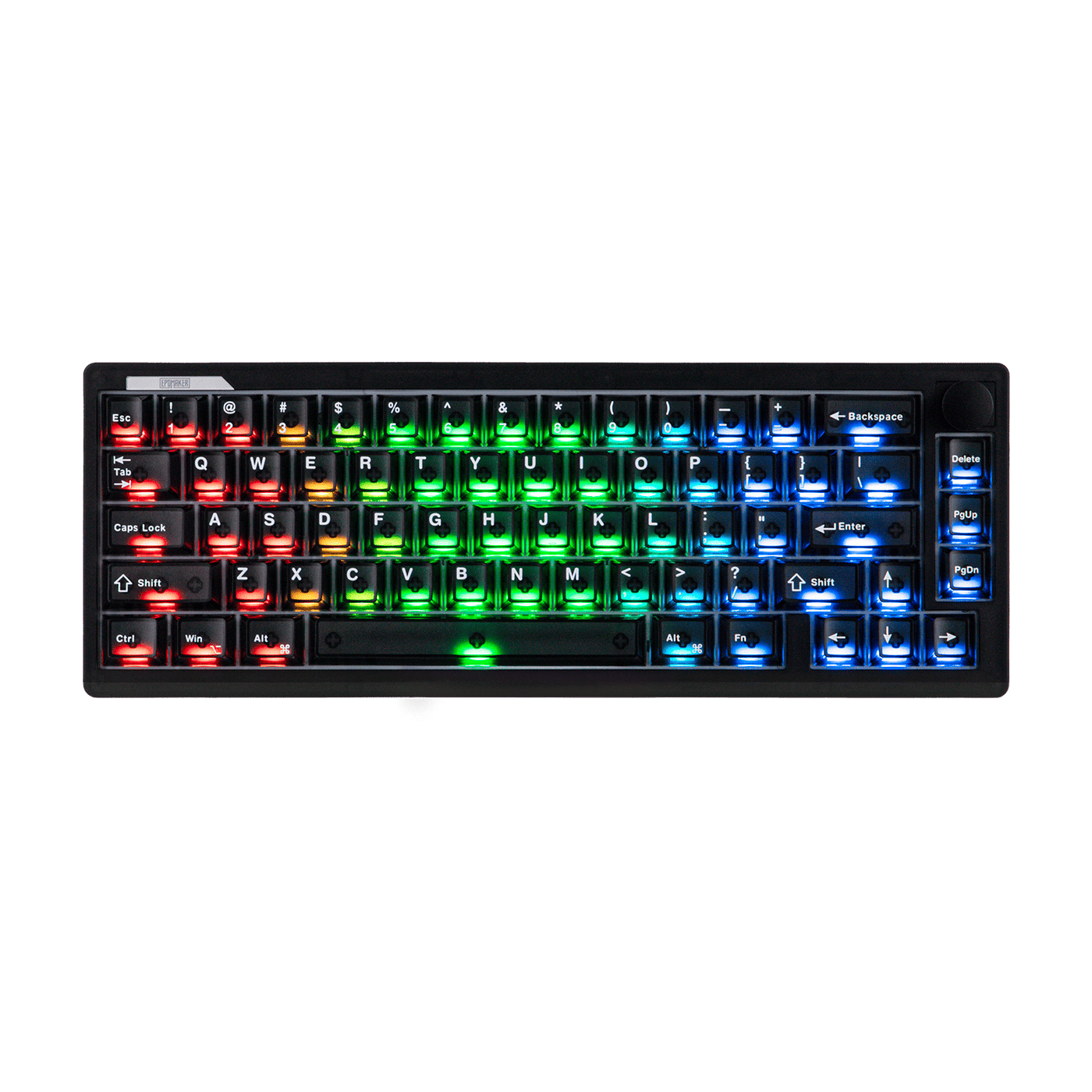 EPOMAKER HE65 V2 TMR black shell top-down with full RGB rainbow backlight