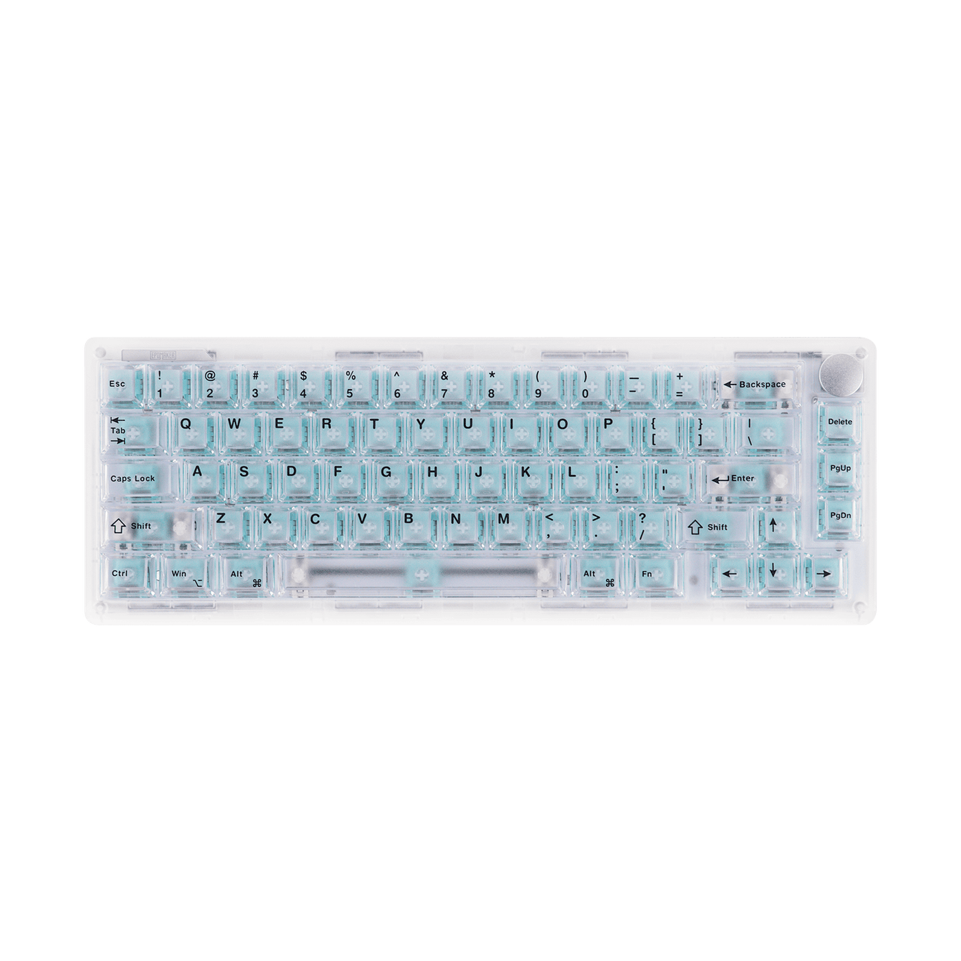 EPOMAKER HE65 V2 TMR 65% Hall Effect keyboard with clear shell and ice-blue keycaps