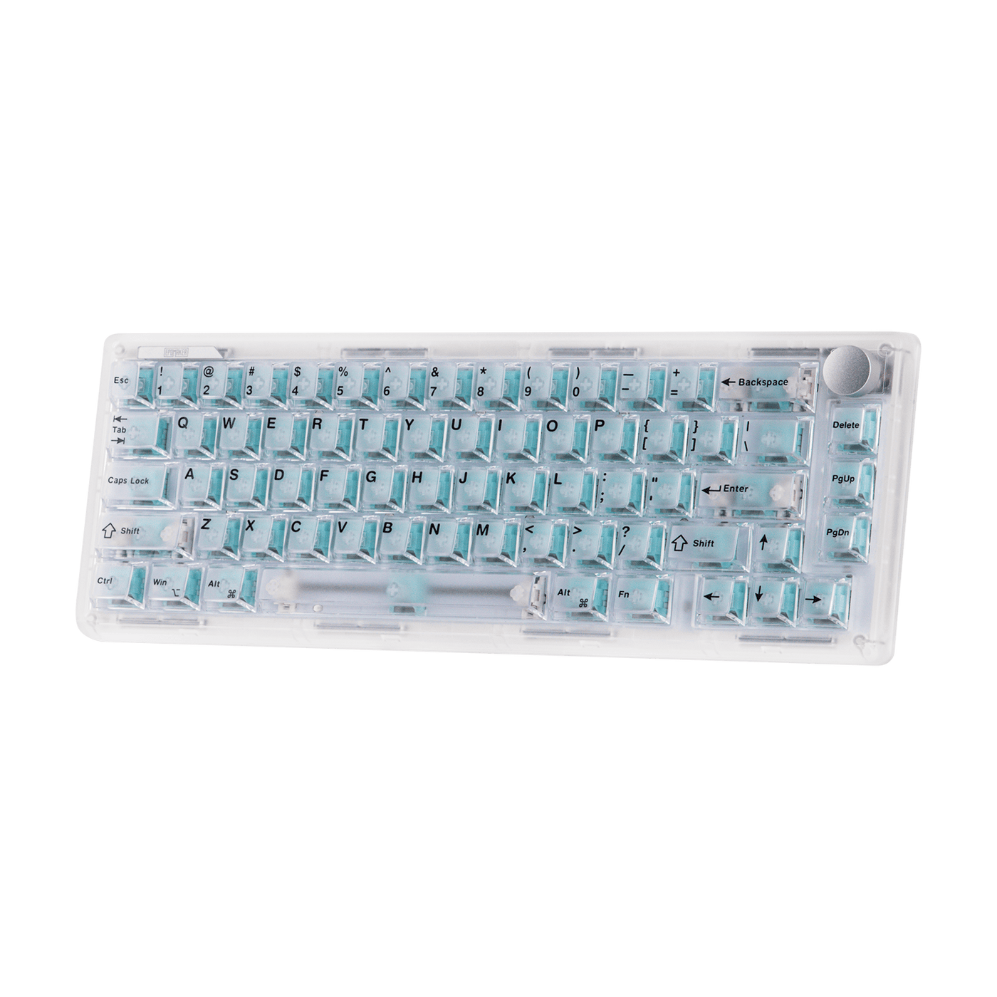 EPOMAKER HE65 V2 TMR clear case top-down view, RGB off