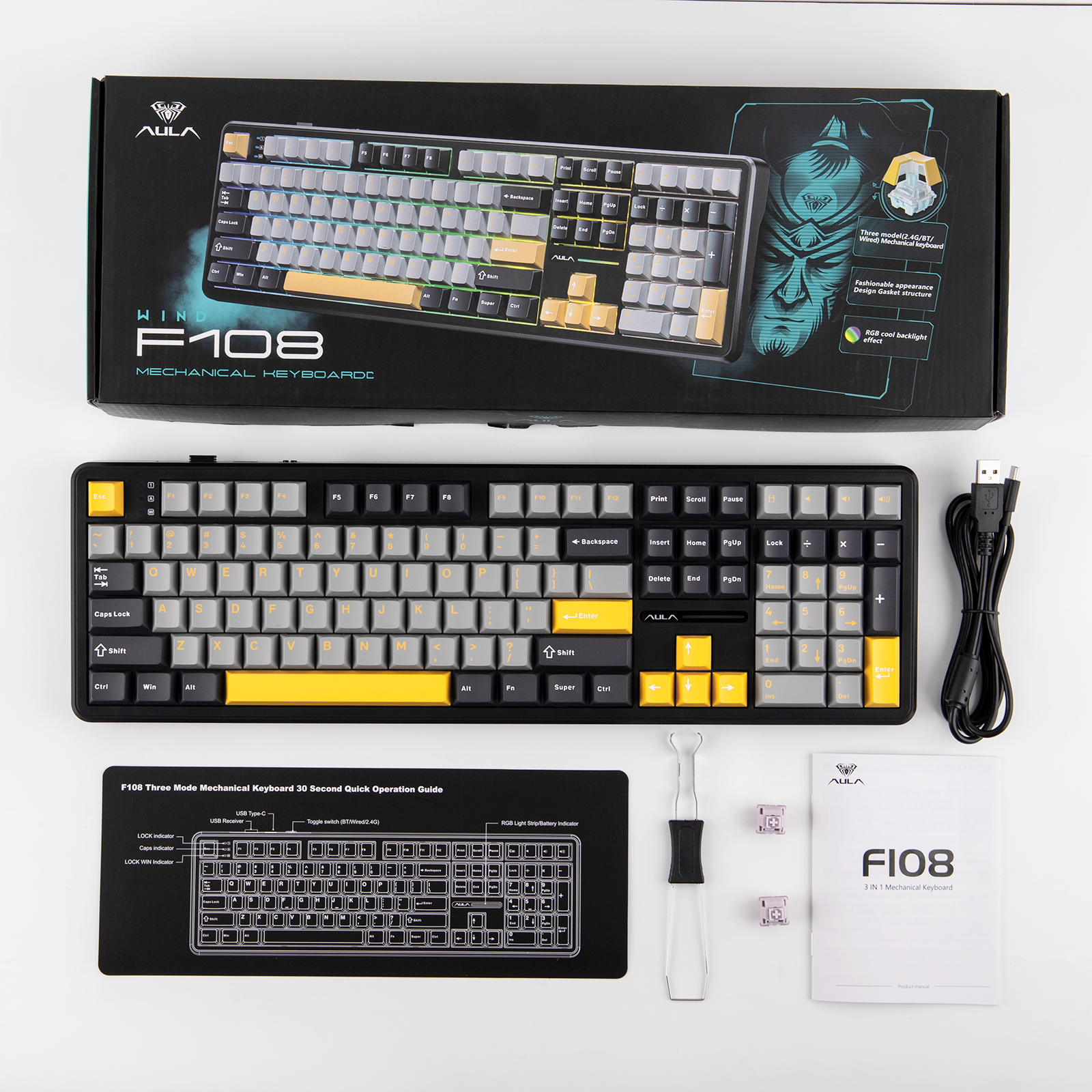 EPOMAKER x AULA F108 100% Tri-Mode Mechanical keyboard
