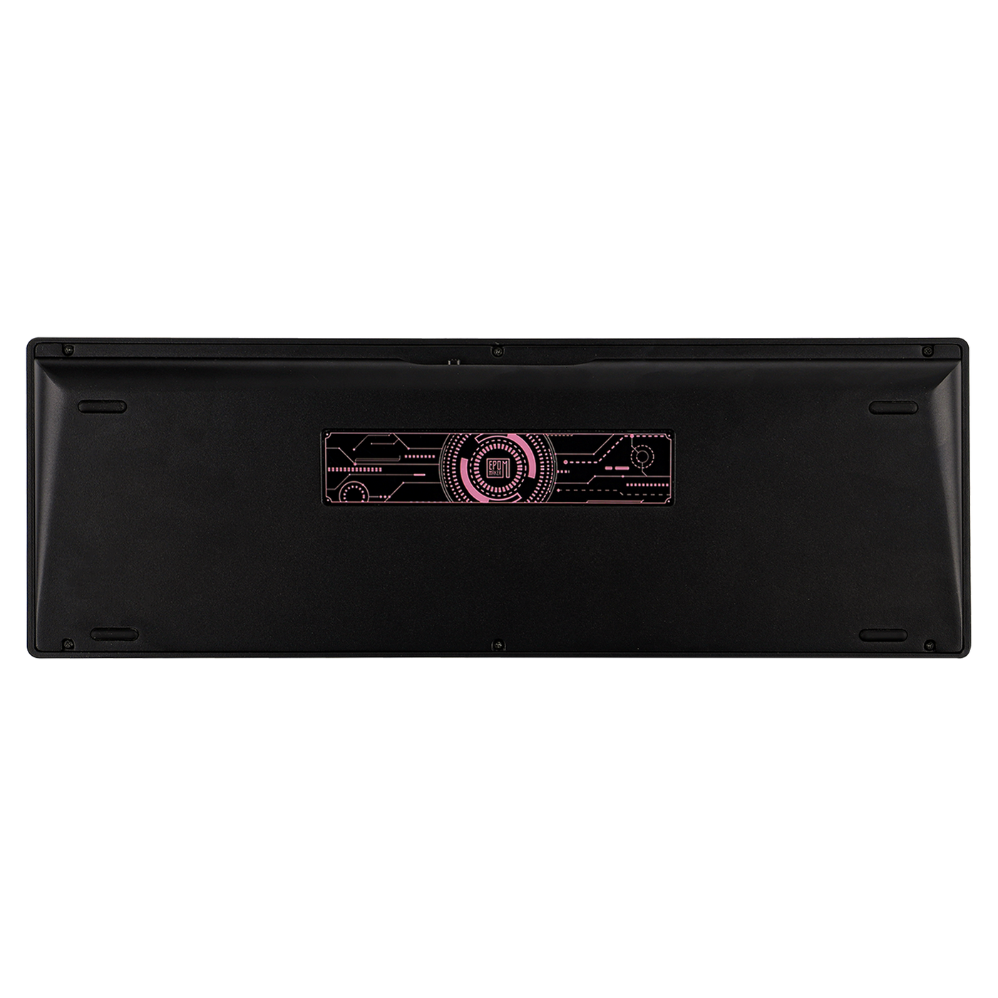 EPOMAKER Galaxy100 QMK/VIA Black underside view with circuit-board design label