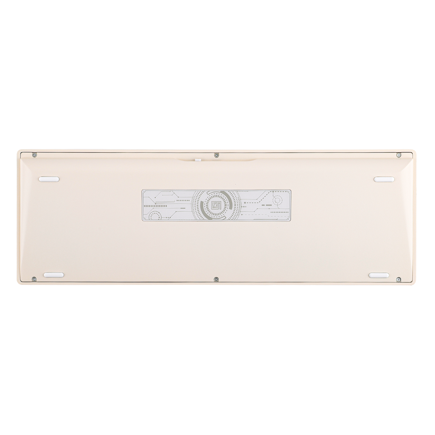 EPOMAKER Galaxy100 QMK/VIA White Purple underside view with circuit-board label
