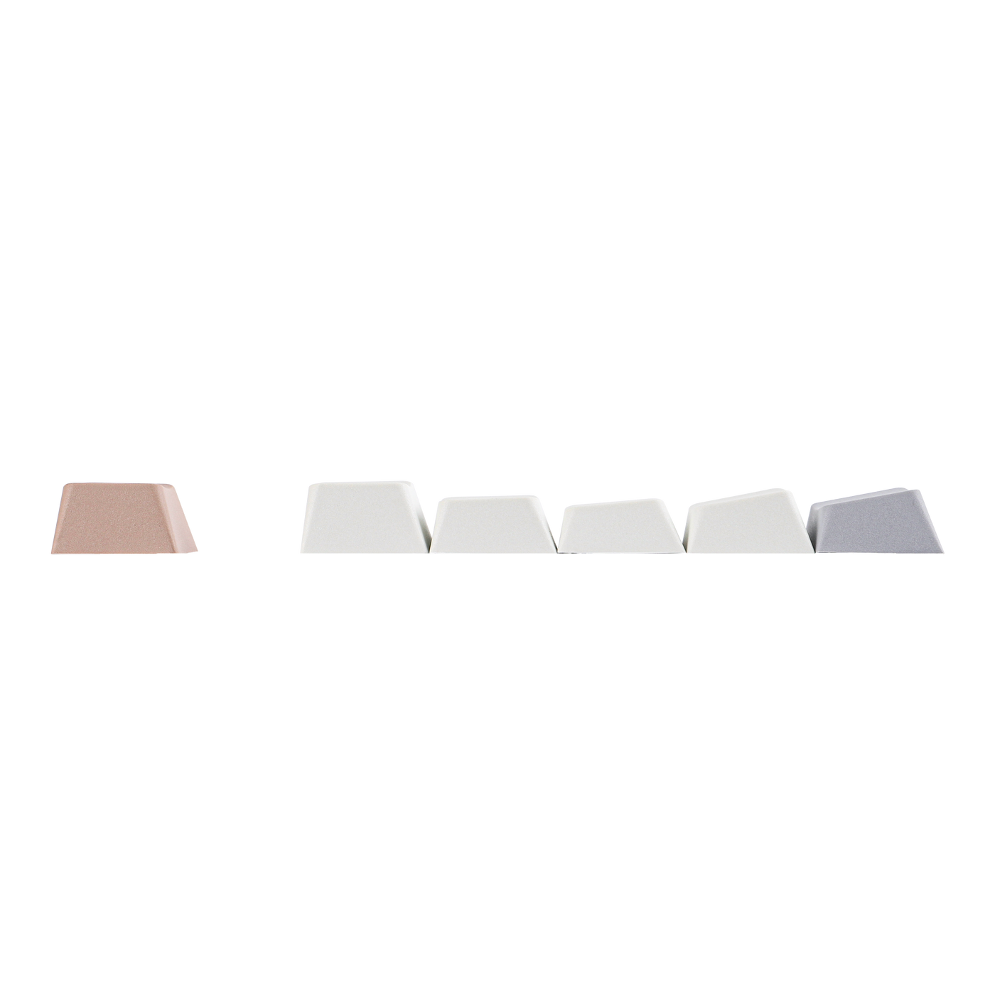 EPOMAKER Galaxy100 QMK/VIA Beige PBT keycap samples with rose-gold accent