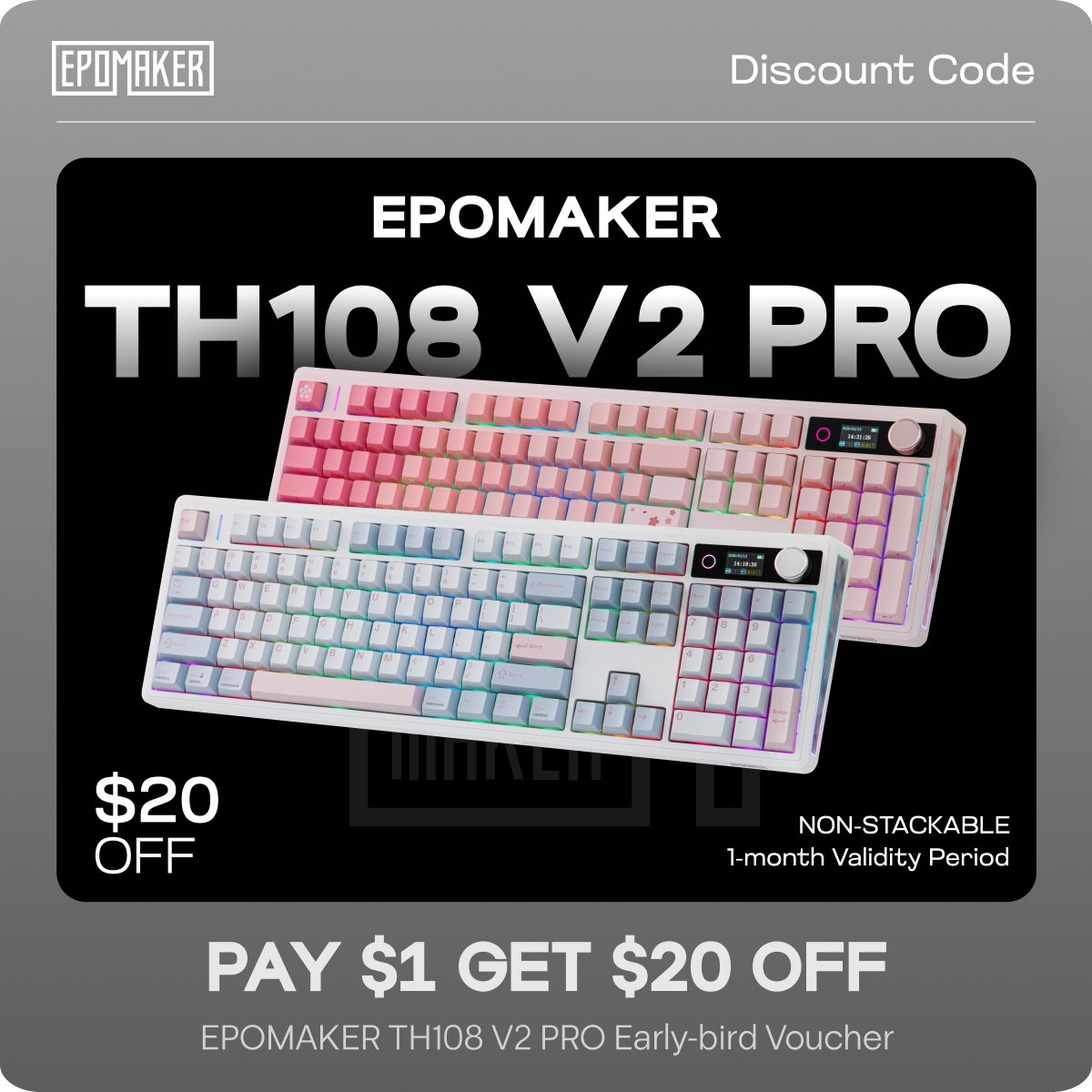 $1 Reservation Card for EPOMAKER TH108 V2 PRO