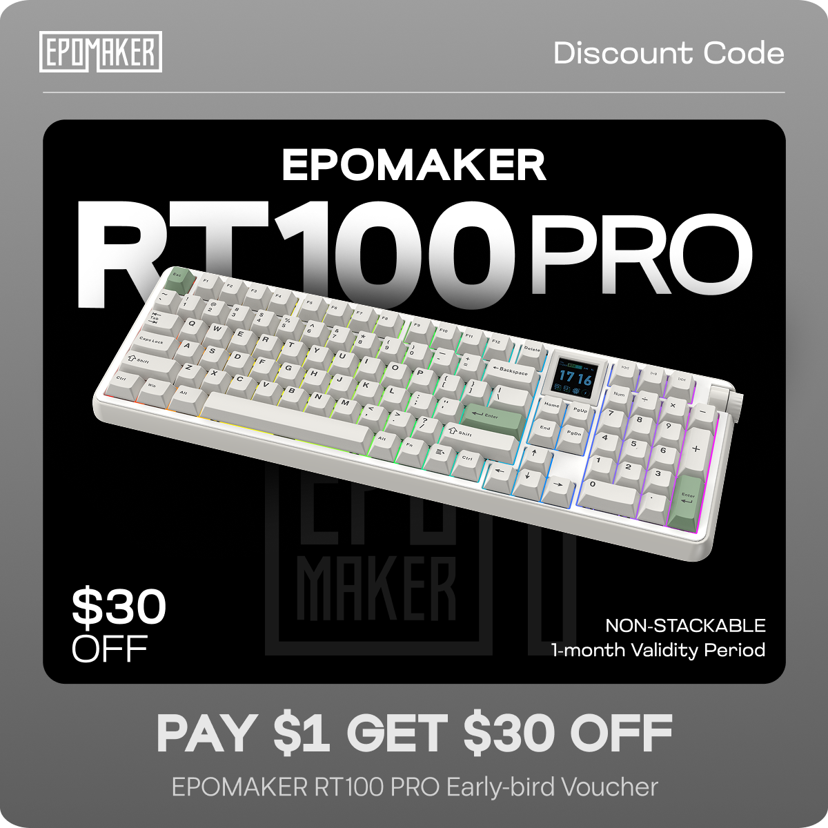 $1 Reservation Card for EPOMAKER RT100 PRO
