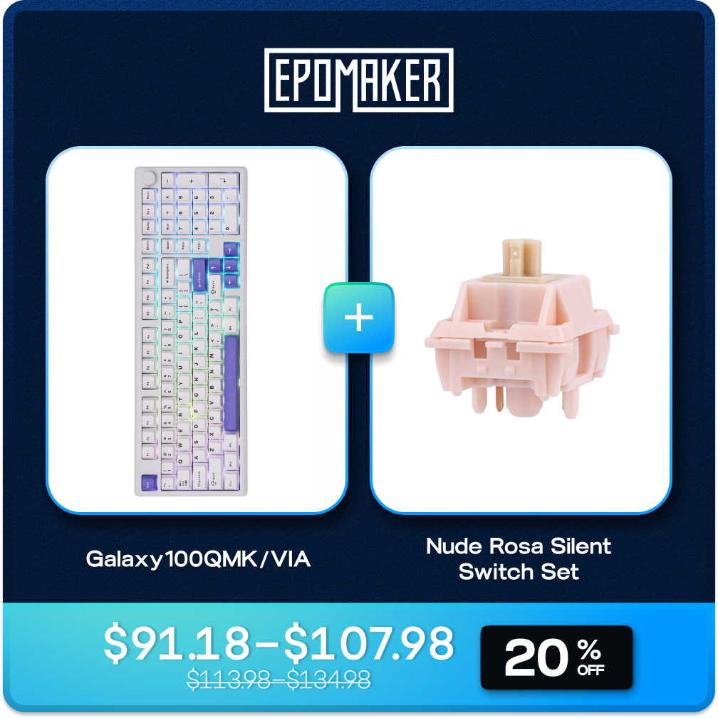 Galaxy100 QMK/VIA + Nude Rosa Silent Switch Set